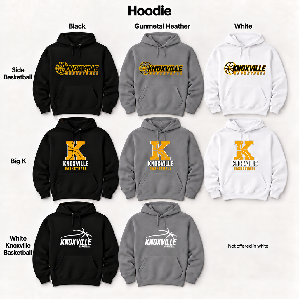 Knoxville Basketball hood design and color previews with updated Big K