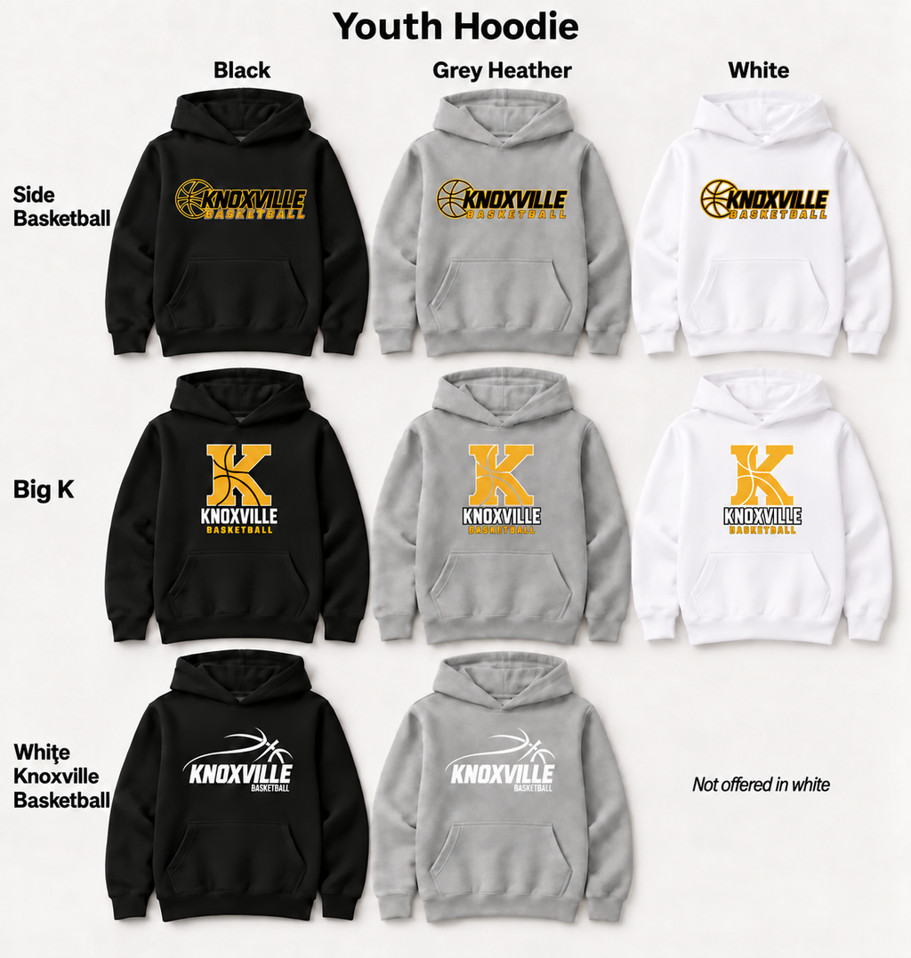 Knoxville Basketball youth hood design and color previews with updated Big K